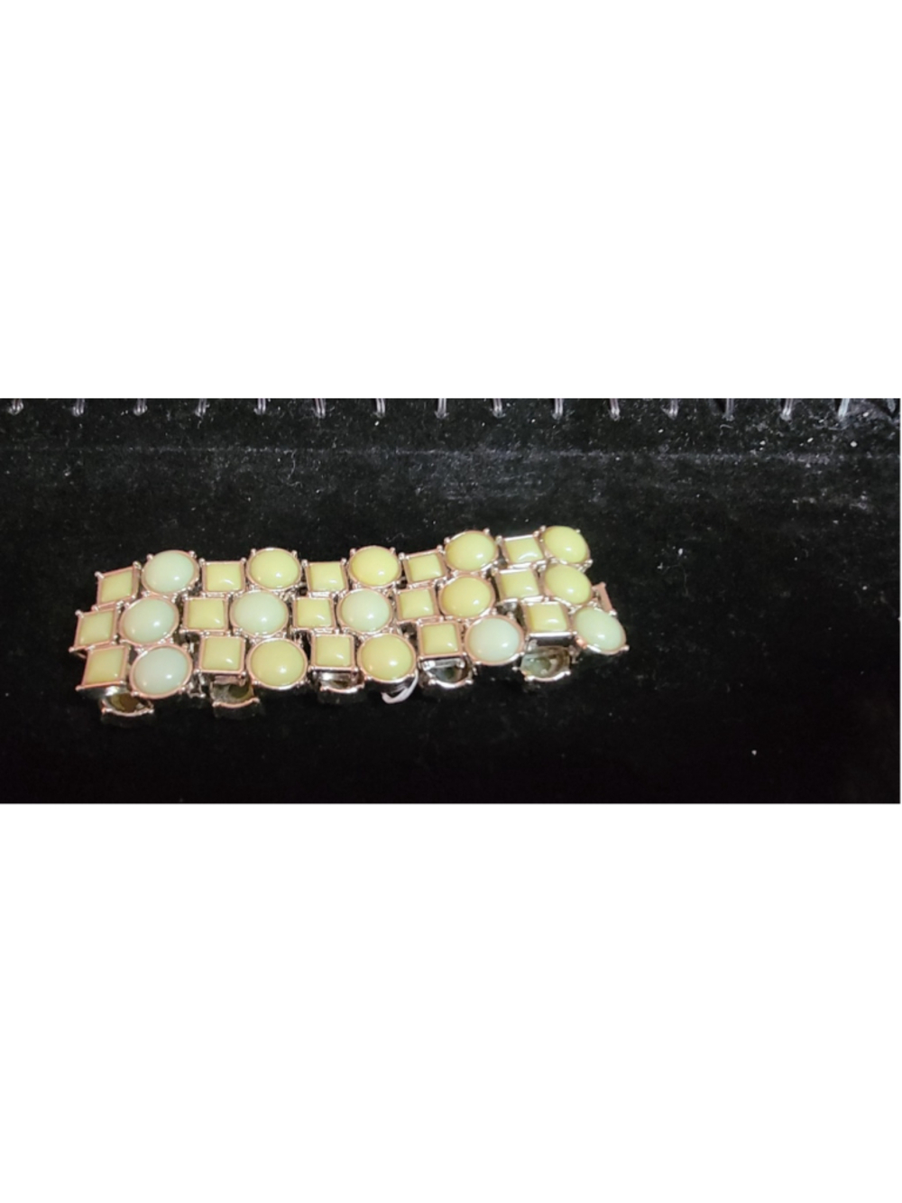 Lia Sophia Green Enamel Statement Bracelet Chunky Silver Tone Retro Mod Spring - Picture 4 of 7